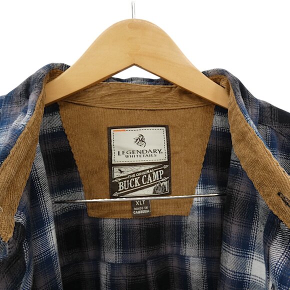 Legendary Whitetails Buck Camp Flannel Shirt XLT Blue Plaid Rugged Workwear - Picture 3 of 10